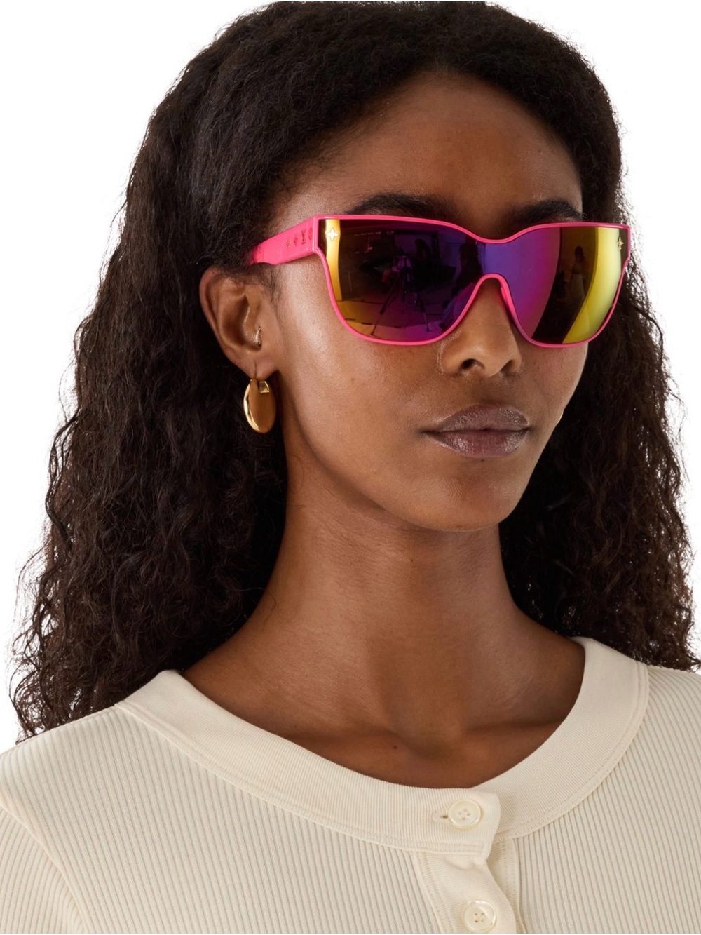 Louis Vuitton Shadow Square Sunglasses Hot Pink Mirror Lens. Pink frame RARE